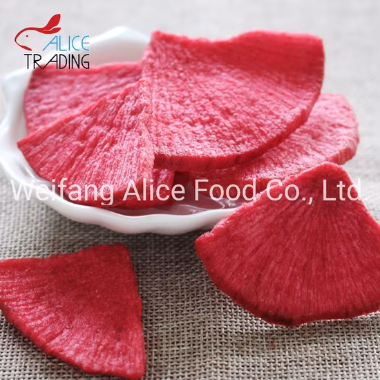 China Made Fried Vegetables Supplier Halal Certificated Vf Red Radish Chips